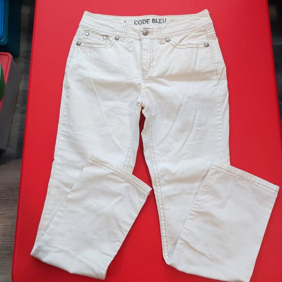 Cod Bleu Marielle jeans slim straight Rhinestone design white women's size 6/27 - Picture 1 of 11